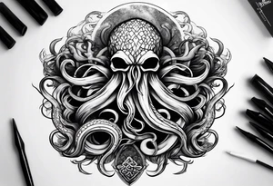 natural real entwined tentacles triangle tattoo idea