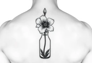 a Edelwiss flower in a bottle.
in color tattoo idea