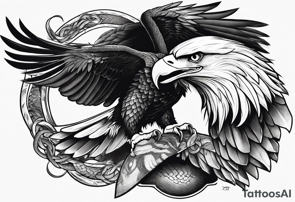 Eagle fighting with a snake it has clutched in its claws (placement on knee for a guy) tattoo idea Eagle fighting with a snake it has clutched in its claws (placement on knee for a guy) tattoo idea