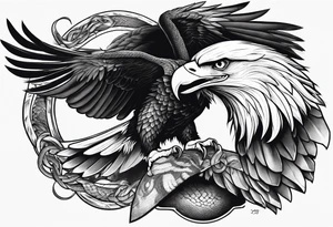 Eagle fighting with a snake it has clutched in its claws (placement on knee for a guy) tattoo idea