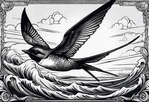 Swallows, sail boat, the ocean tattoo idea