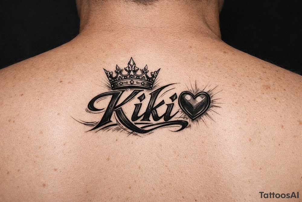 Kiki name with heart and crown tattoo idea
