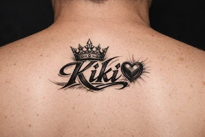 Kiki name with heart and crown tattoo idea