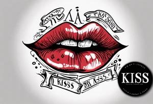 A lip print with the inscription "Kiss my a$$" tattoo idea