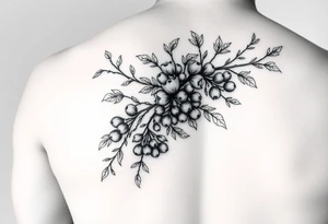 a fineline rowan tree branch with berries and florals. The florals should be large and the branches should have berries tattoo idea