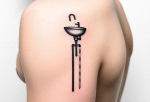 tatto with detailed vertical
 system of piping coming from a sink down a forearm tattoo idea