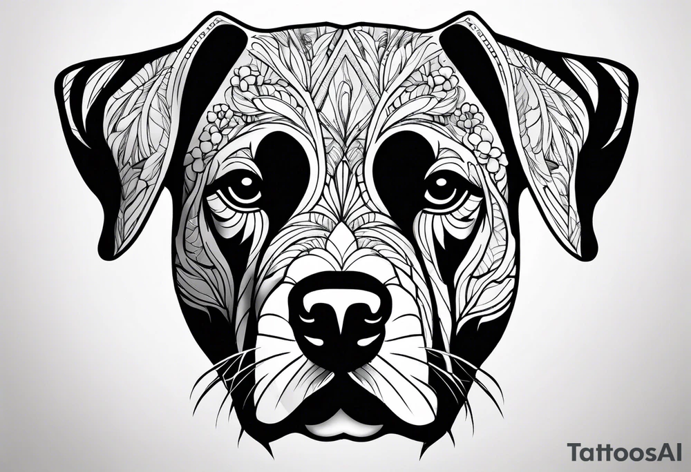 Dog head shape outline with nature virw tattoo idea