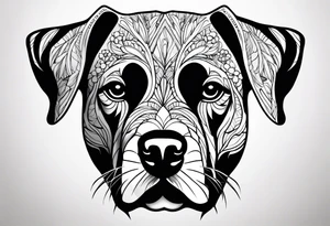 Dog head shape outline with nature virw tattoo idea