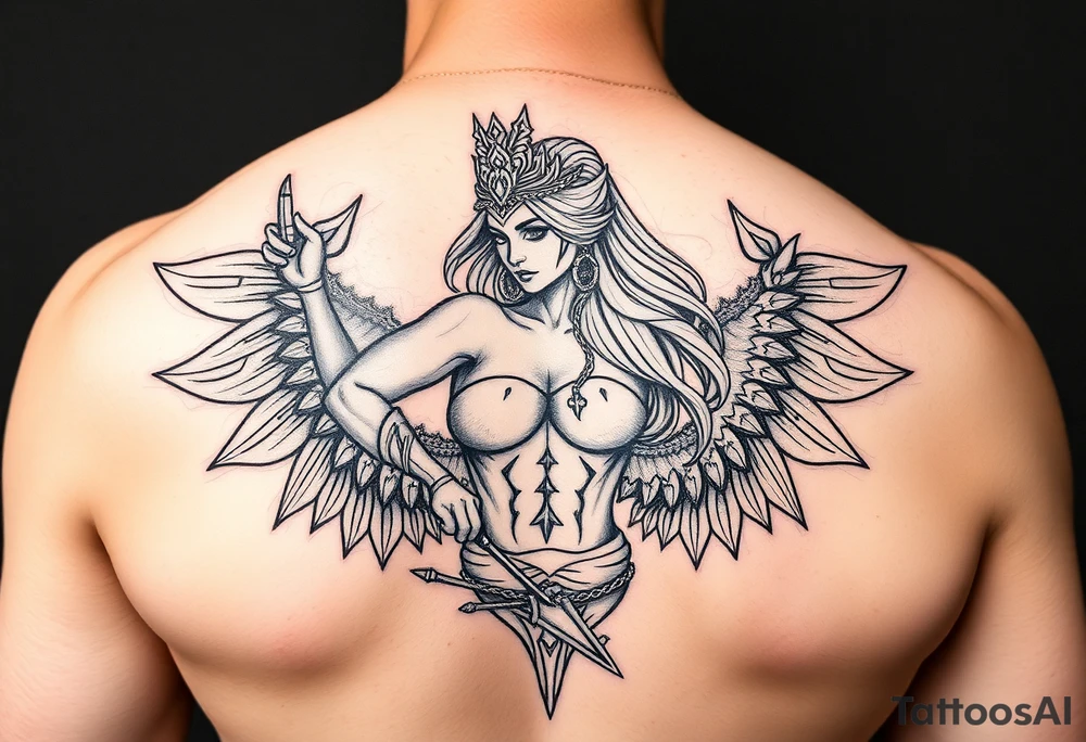 Goddess warrior sexy woman tattoo idea
