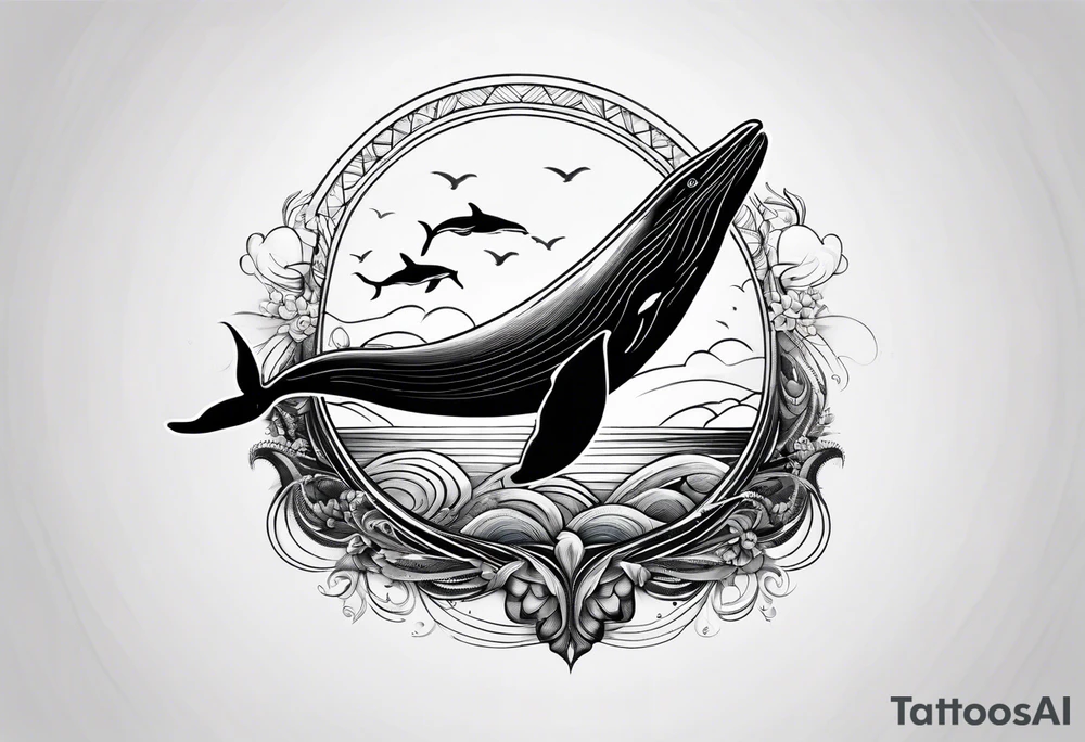 Whale ascending towards light tattoo idea