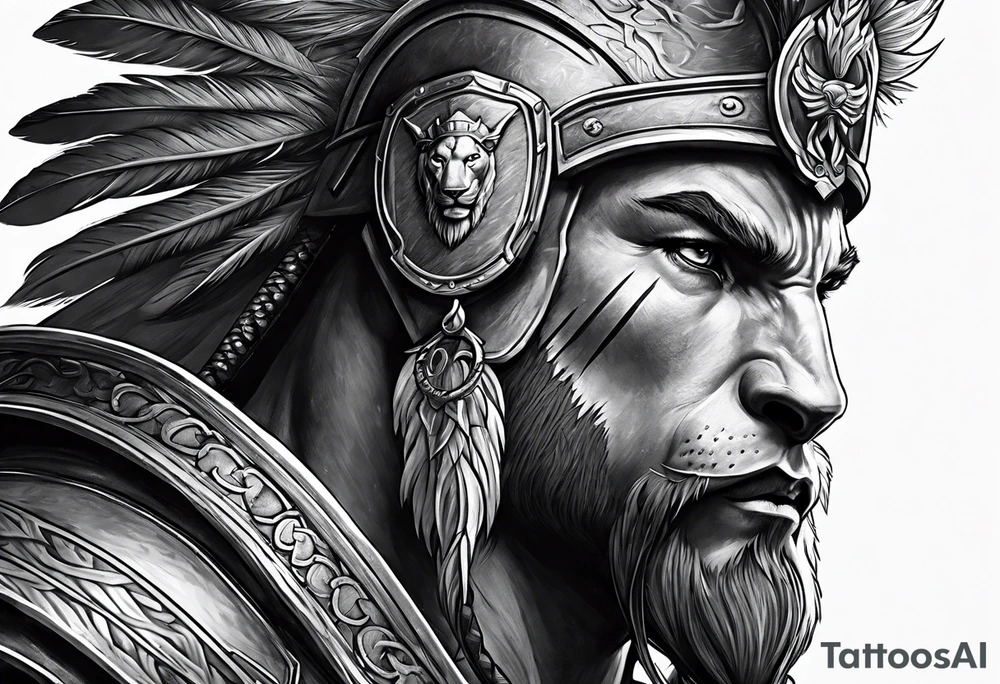 Spartan soldier in a lion tattoo idea