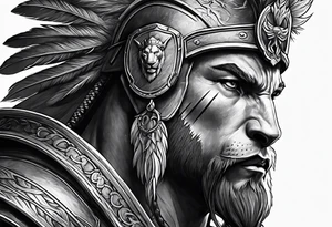 Spartan soldier in a lion tattoo idea