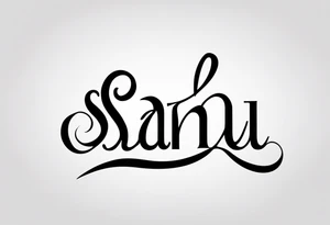 the word "Saanu" minimalistic background but a nice cursive font with the S standing out tattoo idea