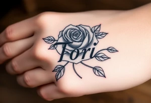 Name Tori with rose tattoo idea