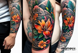 Full leg tattoo from hip to foot, straight tattoo idea