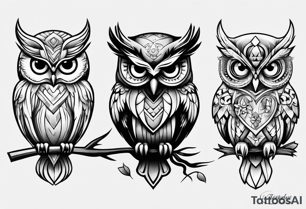 Owl with cancer ribbon in claw tattoo idea