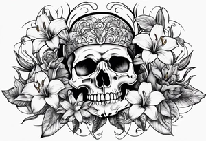 skulls and lillies tattoo idea