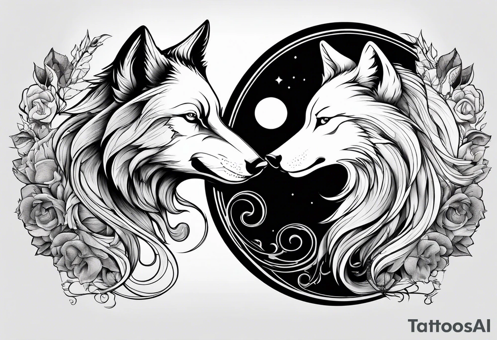 good wolf and bad wolf. Ying Yang style tattoo idea