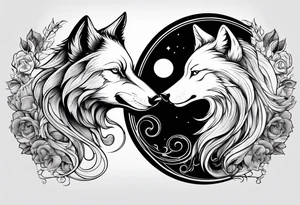 good wolf and bad wolf. Ying Yang style tattoo idea
