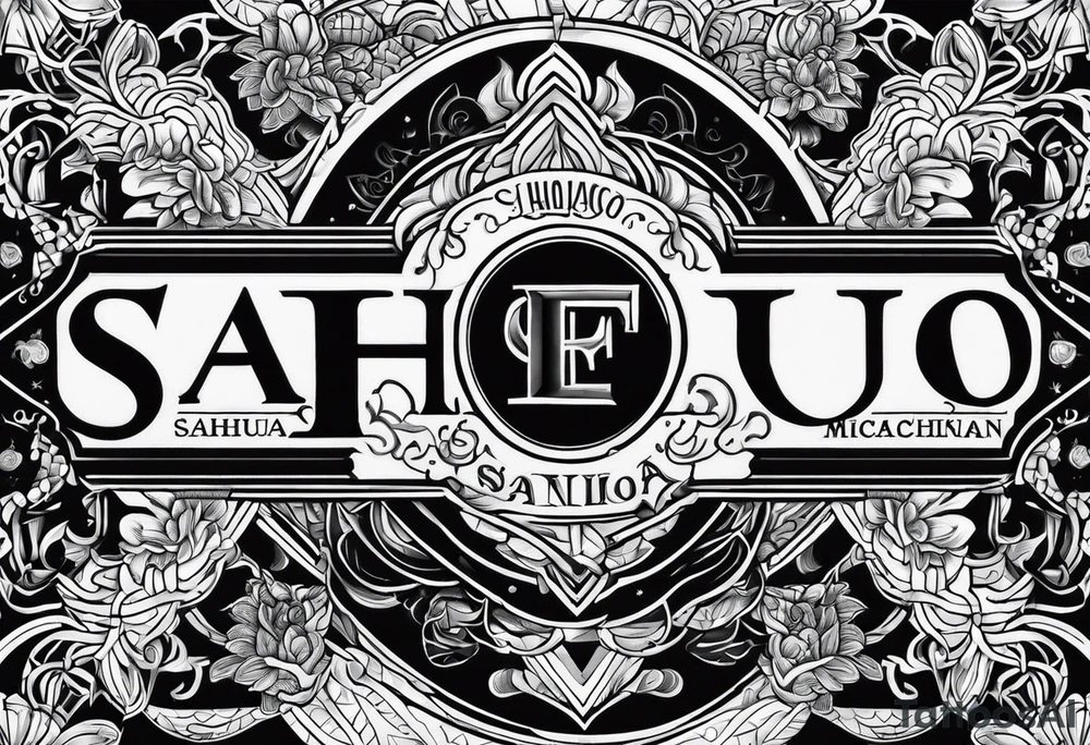 The last name Figueroa with the background being an image of Sahuayo Michoacán tattoo idea