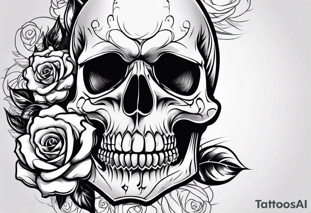 skull with rose tattoo idea