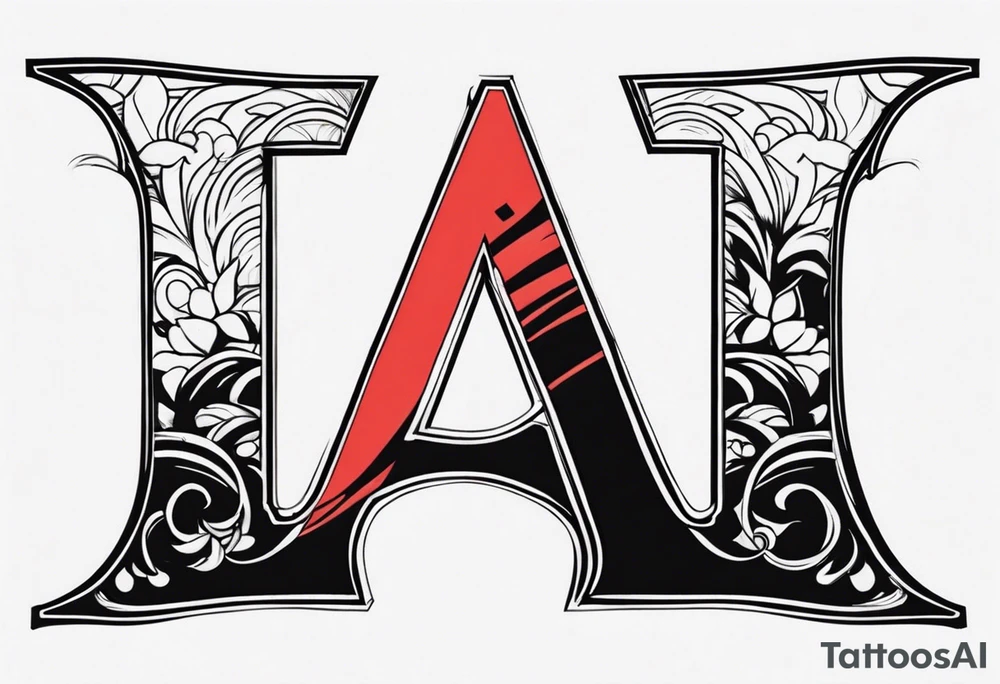 the letters A R in the middle of a ninja headband tattoo idea