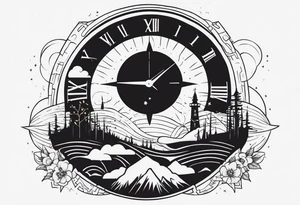 Combine elements representing time and travel. Use the words “I will follow you into the dark”. tattoo idea