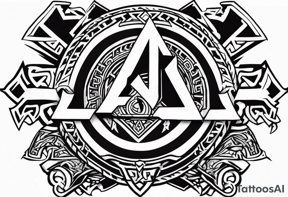 Valhalla 
Sword shield valknut  axe battle tattoo idea