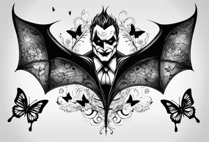 Batman and joker tattoo with butterflies simple tattoo idea