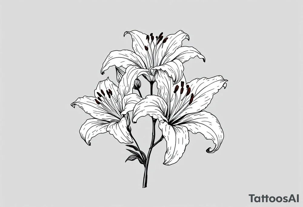 White lillies that lol like an antique etching tattoo idea