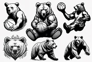 bear playing basketball tattoo idea