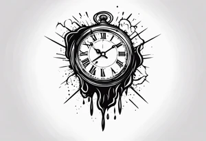 vintage cracked clock bleeding tattoo idea