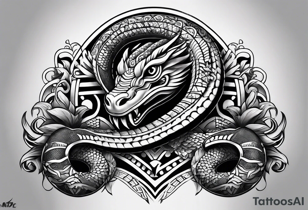 aztec snake sleeve tattoo idea
