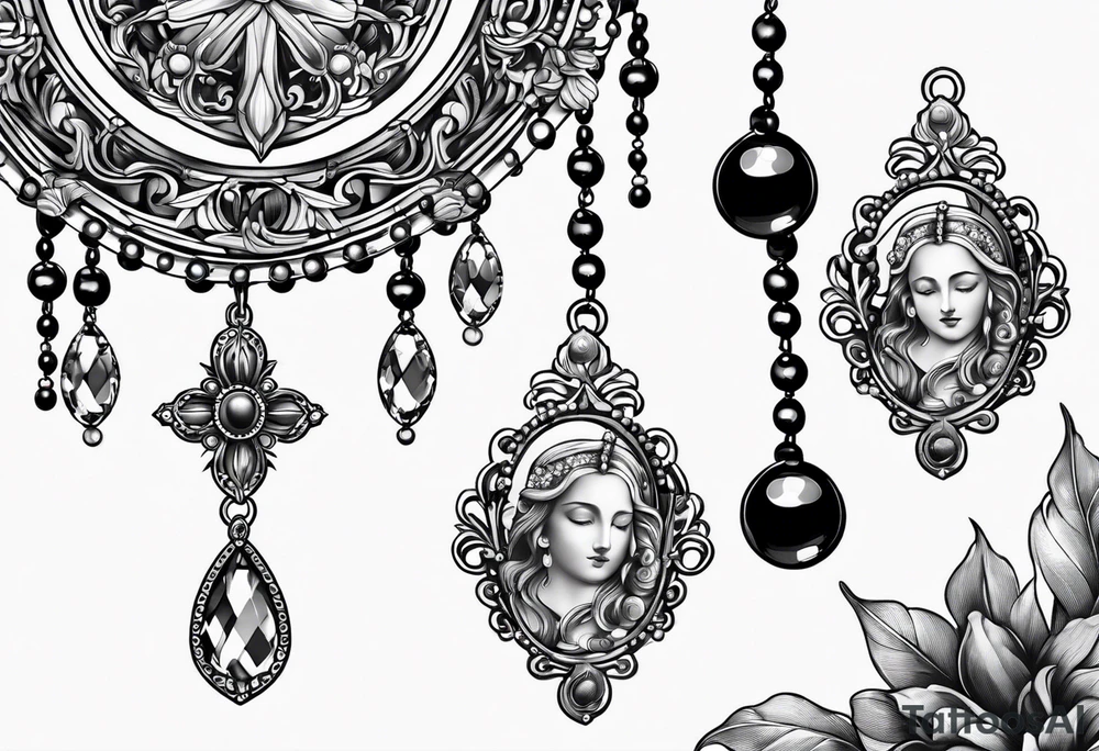 rosary with beads tattoo idea