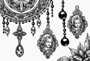 rosary with beads tattoo idea