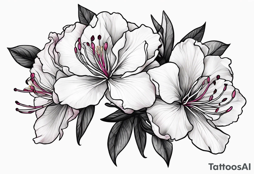 2 azalea flowers with branch tattoo idea