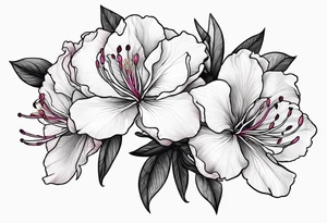 2 azalea flowers with branch tattoo idea
