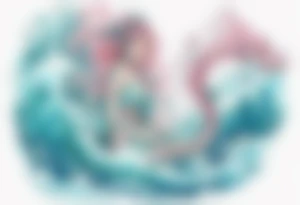 a beautiful turquoise and white and pink fairy serpent rising from the blue waves of the ocean tattoo idea
