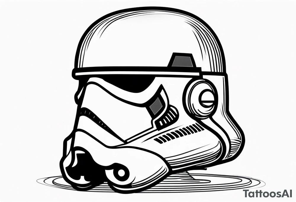 Line work storm trooper helmet facing right tattoo idea