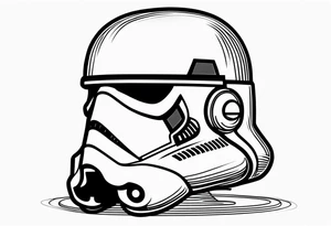 Line work storm trooper helmet facing right tattoo idea