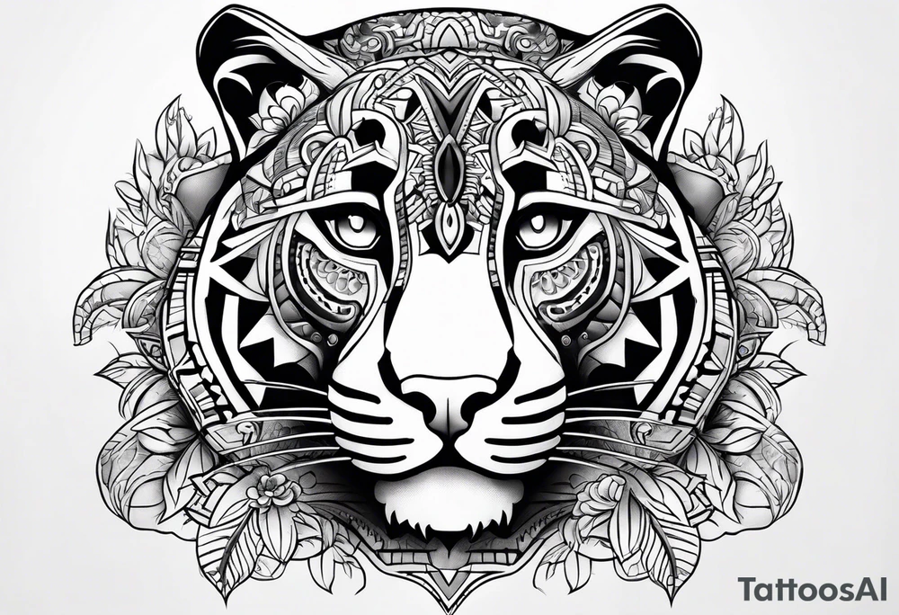 aztec black jaguar sitting tattoo idea