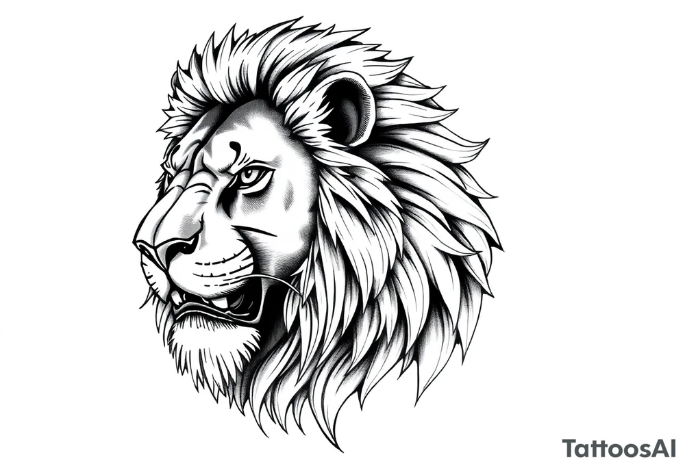 powerful majestic lion with Czech theme tattoo idea