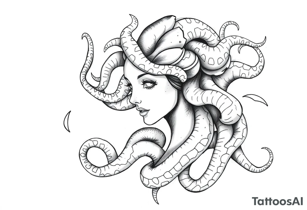 Pretty Medusa modern design tattoo idea