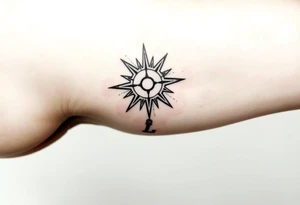 Symbol of light with a small L attached tattoo idea