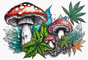 shroom and marijuana tattoo tattoo idea