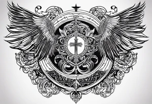 A simple tattoo that is placed on the upper back of a male. It should represent catholic religion, discipline, pain and the love to animals. tattoo idea