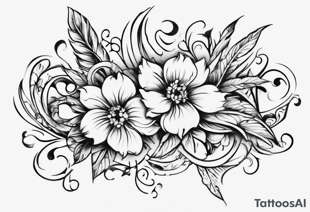 Black and white floral and ornamental style tattoo which will wrap around ankle horizontally tattoo idea
