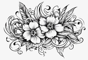 Black and white floral and ornamental style tattoo which will wrap around ankle horizontally tattoo idea