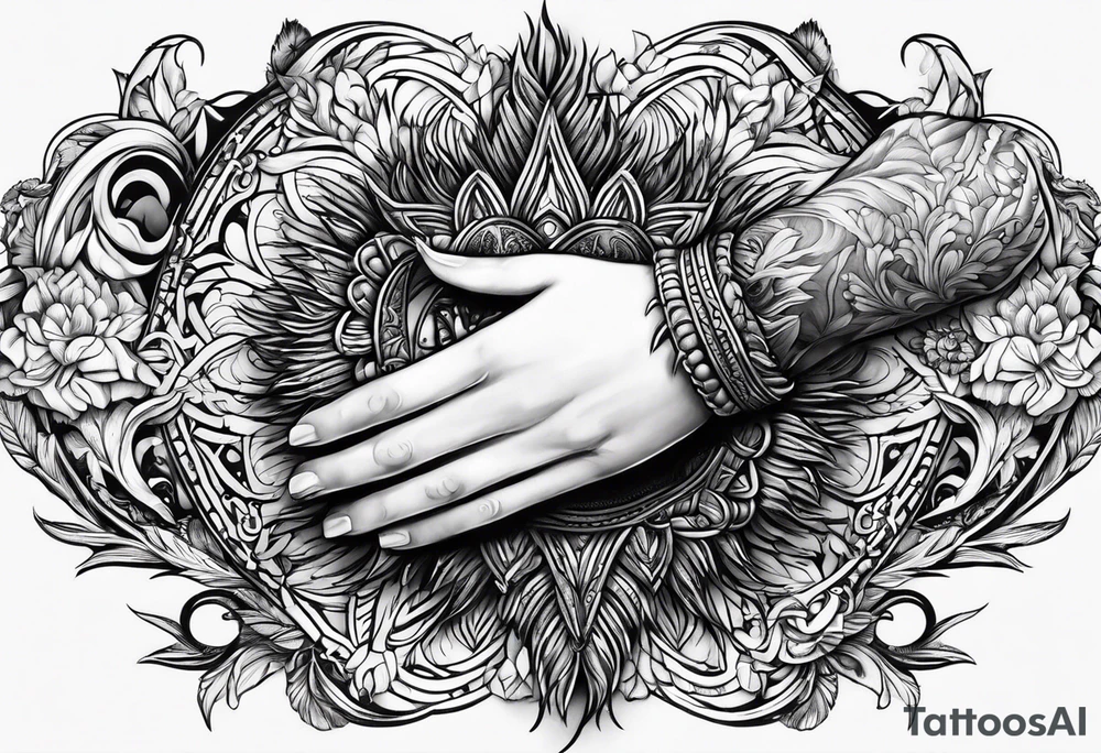 A quill drawing praying hands tattoo idea