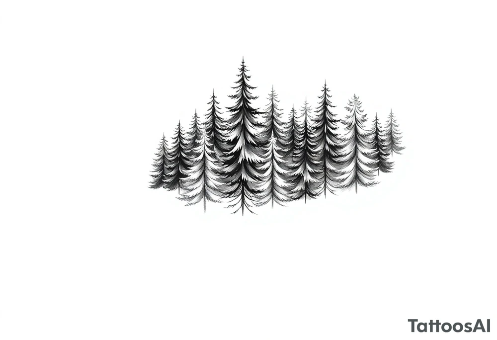 Coniferous forest forearm tattoo sleeve black and grey tattoo idea